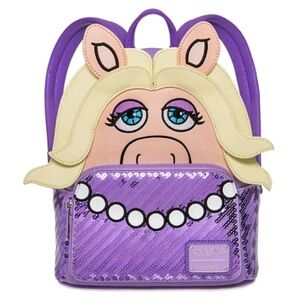 NEW LOUNGEFLY DISNEY MISS PIGGY THE MUPPETS SEQUIN BACKPACK